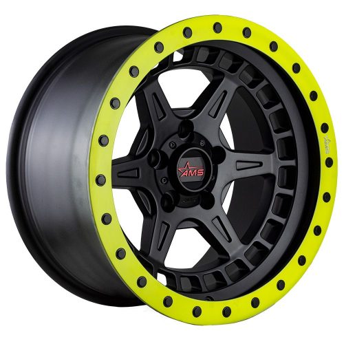 Llantas Aro 17X9 5X127 Et-15 Ams Arms Matt Black Yellow Fluor (Set 4 Llantas)