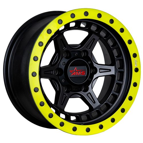 Llantas Aro 16X8 6X139.7 Ams Black-Yellow (Set 4 Llantas)