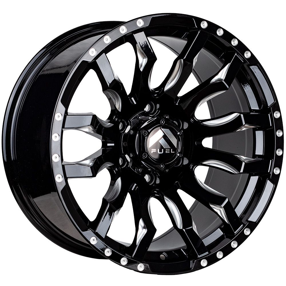 Llantas Aro 18X9.5 6X139.7 ET10 FUEL BLACK MILLING 8827 (SET 4 LLANTAS