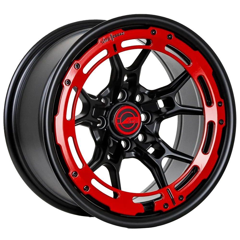 Llantas Aro 17X8.5 4X100 4X114.3 Et20 Ams Matte Black Matte Red Qc1840A (Set 4 Llantas) - Imagen 2