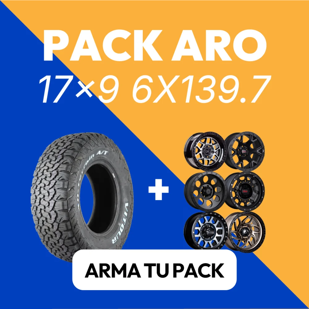 Pack Llanta Aro 17X9 6x139.7 + Neumático 265/65R17 112T Vitour All-Terrain A/T RWL